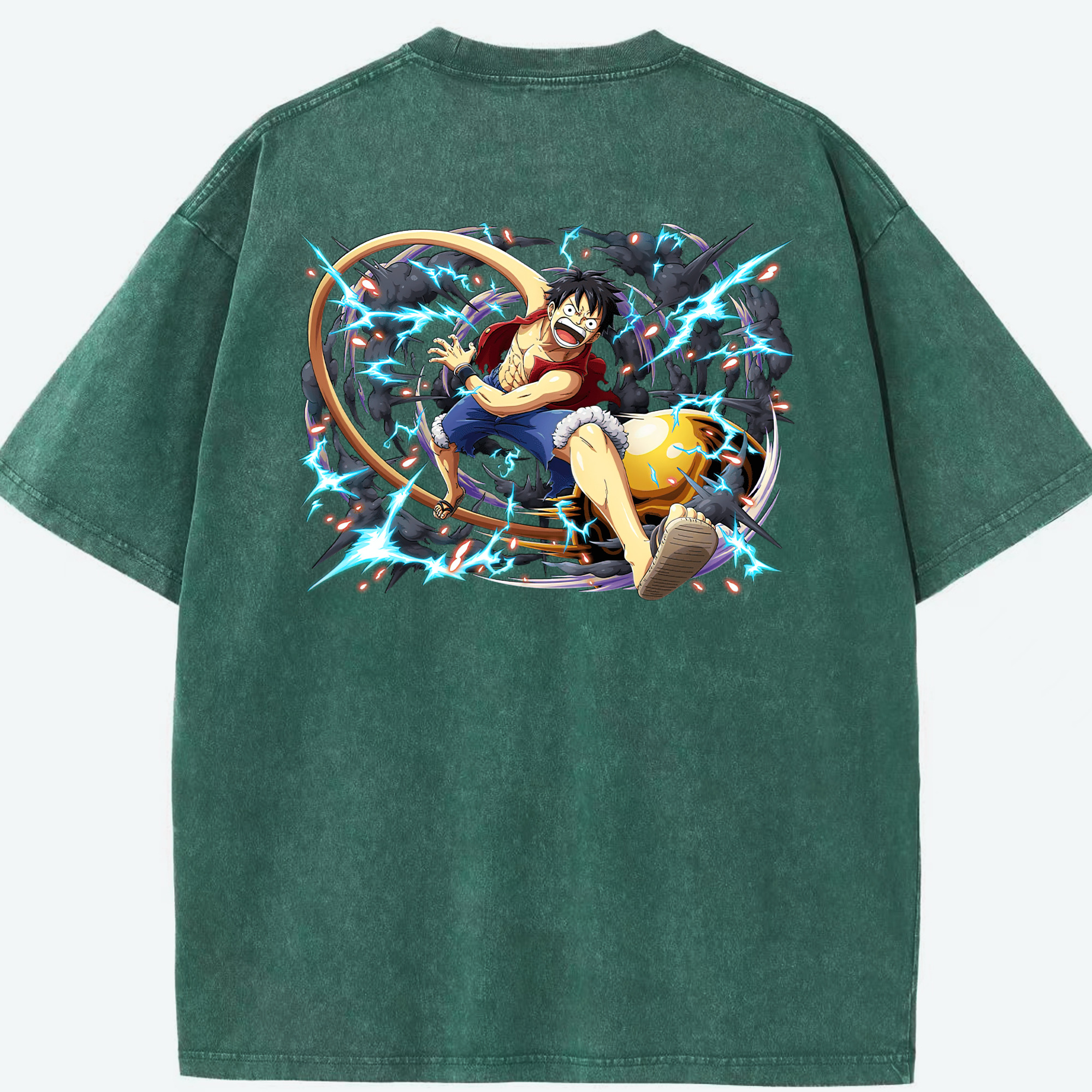 ワンピース モンキー・D・ルフィ ONE PIECE Monkey D. Luffy 綿100% ヴィンテージ風 半袖Tシャツ（背面プリント）